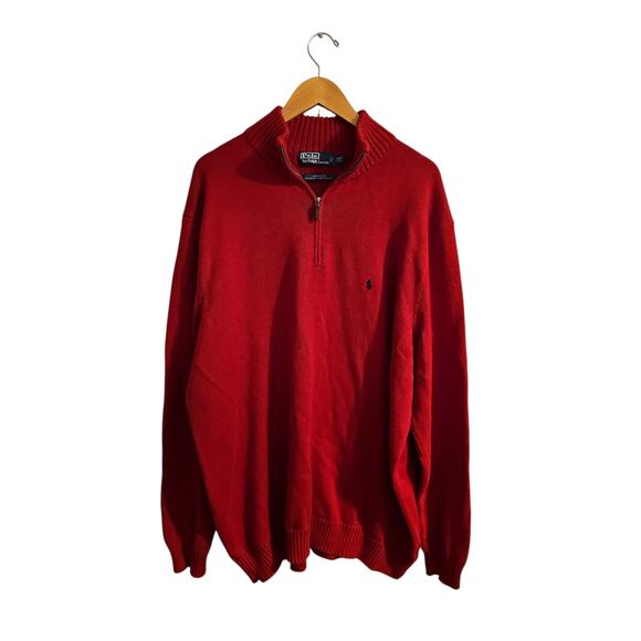 Polo by Ralph Lauren red quarter-zip mockneck sweater sz 2XLT tall MT94 - Picture 2 of 6